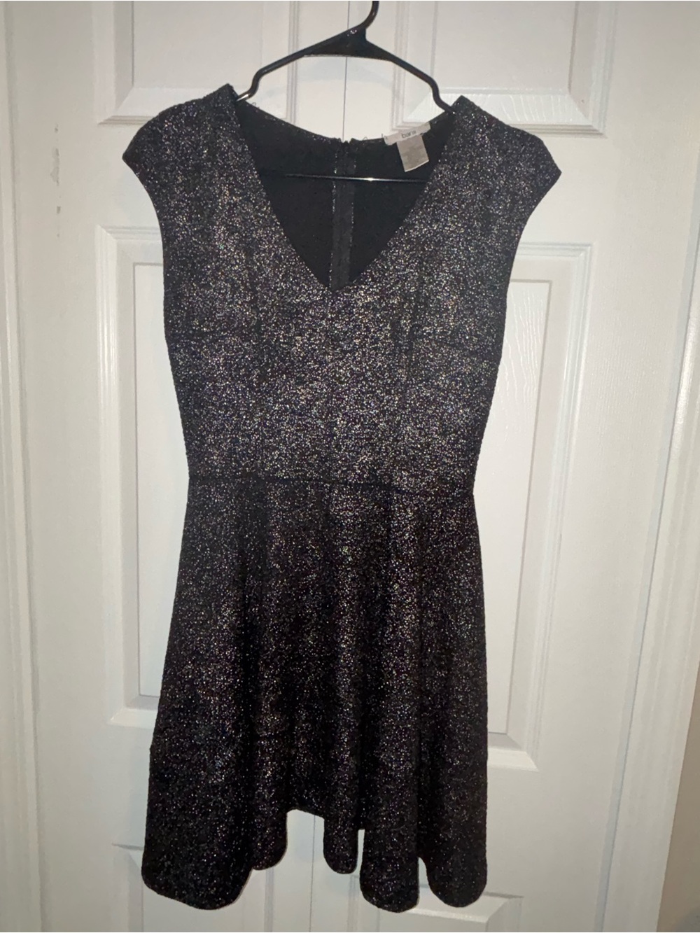 Bar III Black Metallic Fit & Flare Mini Dress
